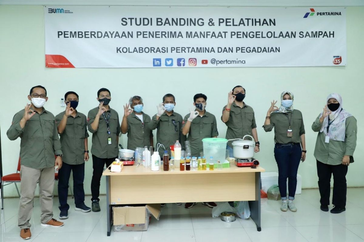 Kegiatan studi banding dan pelatihan pengelola bank sampah yang menjadi mitra binaan Pertamina dan Pegadaian (Dok. Pertamina) 