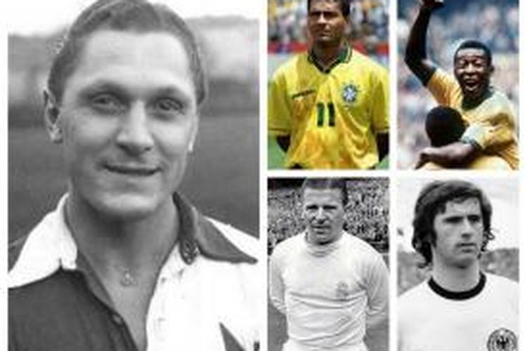 Dari kiri searah jarum jam, Bican, Romario, Pele, Muller, dan Puskas telah melewati catatan 700 gol sepanjang kariernya. 