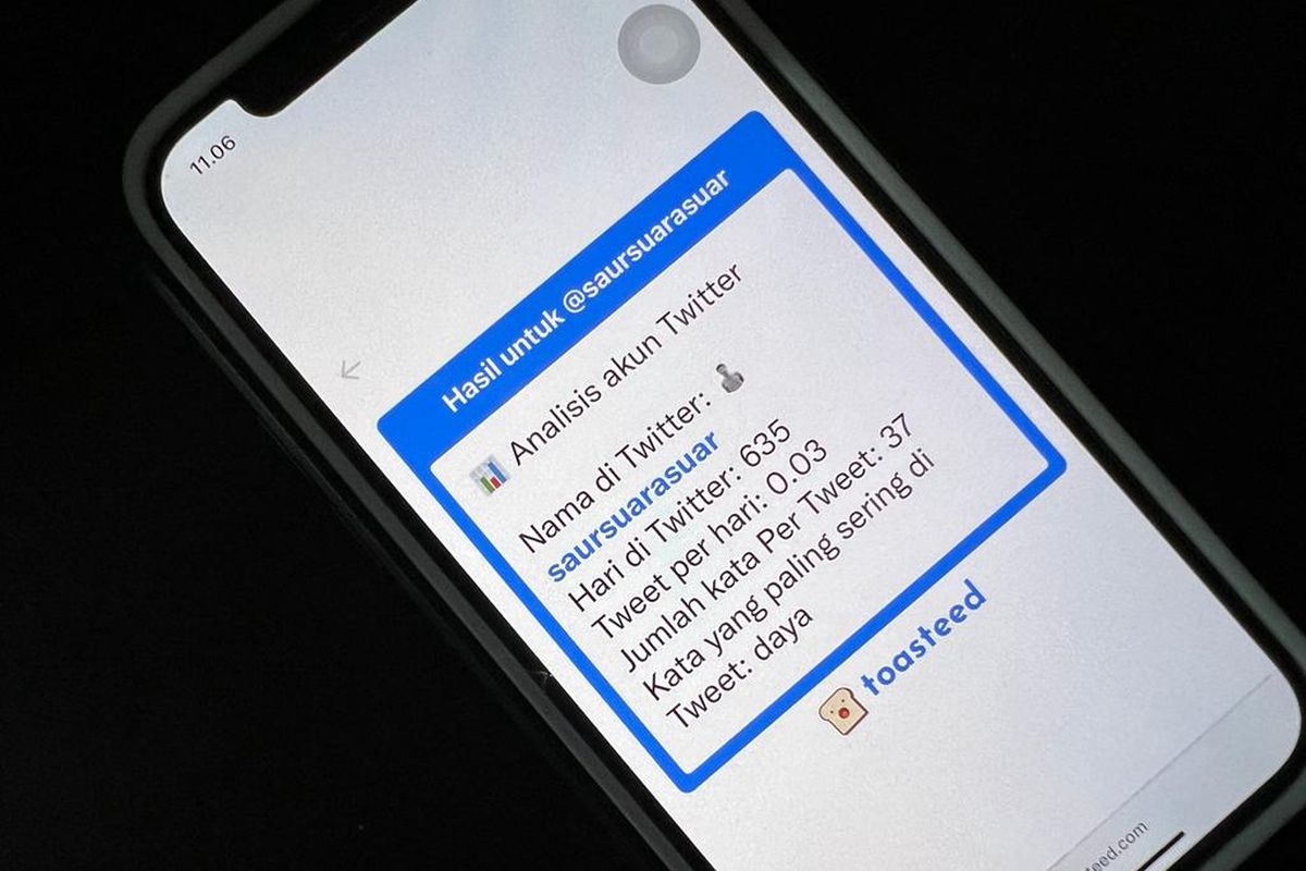 Tampilan website Toasteed buat cek kata yang paling sering ditwit. 