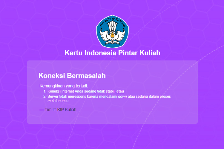 Situs KIP Kuliah eror