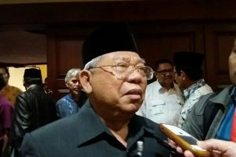 Ketua Umum Majelis Ulama Indonesia, Ma'ruf Amin, saat ditemui usai pembukaan rakornas MUI di Hotel Mercure, Ancol, Jakarta Utara, Selasa (10/11/2015)