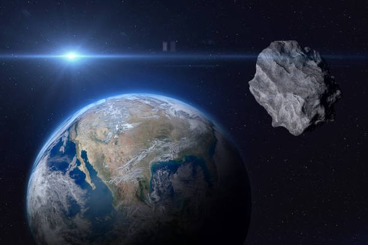 Ilustrasi asteroid menabrak Bumi. Asteroid 2007 FT3 disebut akan menabrak Bumi pada 2024.