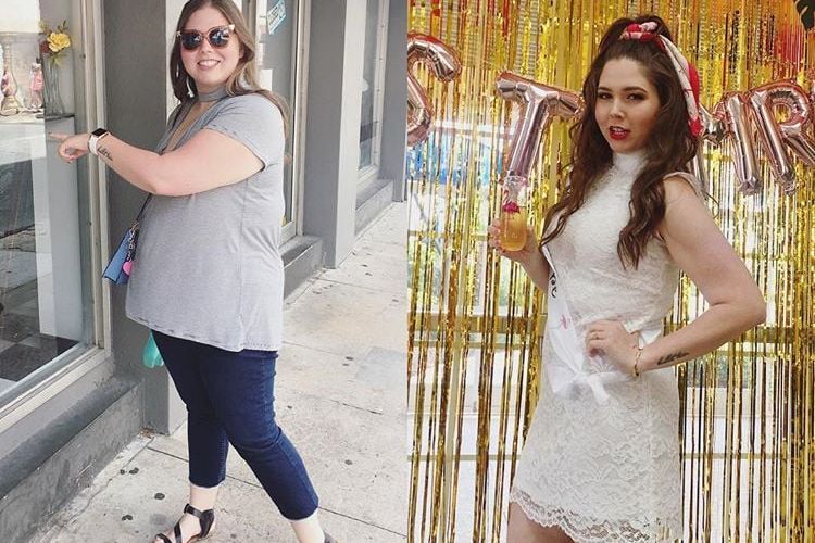 Foto sebelum dan sesudah penurunan berat badan Mary Jane OToole.