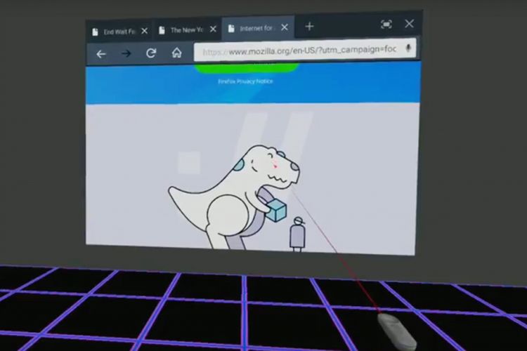 Potongan tampilan peramban VR Firefox Reality dalam video demonstrasi yang dirilis Mozilla. 