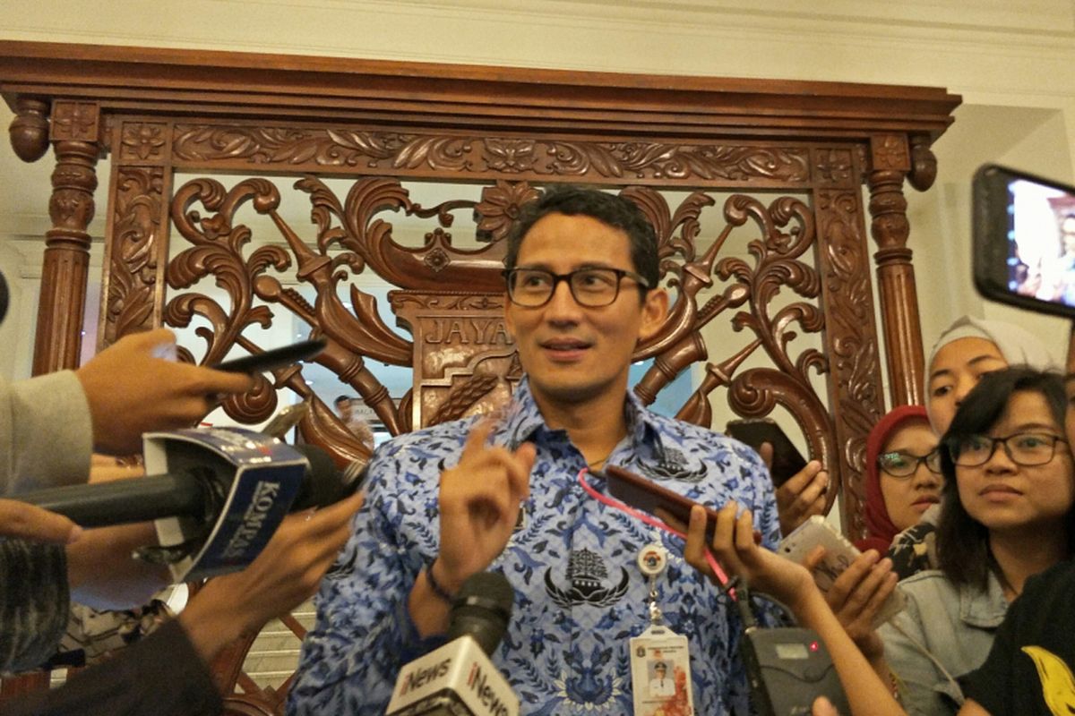 Wakil Gubernur DKI Jakarta Sandiaga Uno di Balai Kota DKI Jakarta, Jalan Medan Merdeka Selatan, Rabu (29/11/2017).