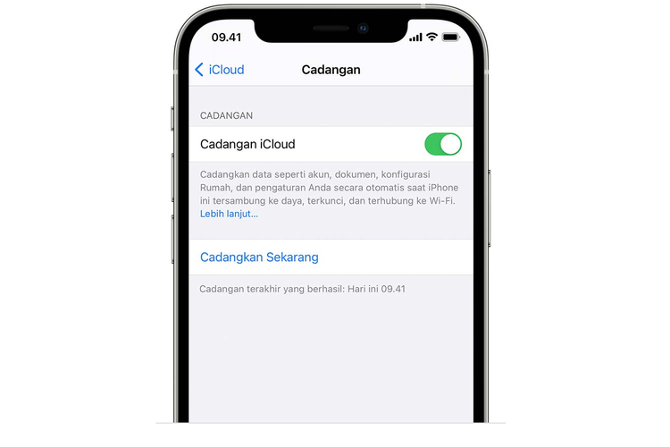 Ilustrasi cara backup iPhone di iCloud