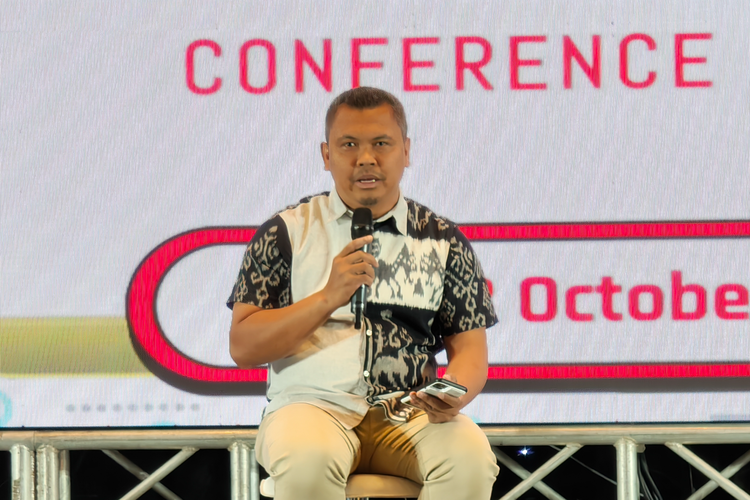 Koordinator Permainan Direktorat Aplikasi, Permainan, TV, dan Radio Kemenparekraf, Doni Setiawan dalam acara IGDX Conference 2023 di The Stones Hotel, Bali, Jumat (13/10/2023).