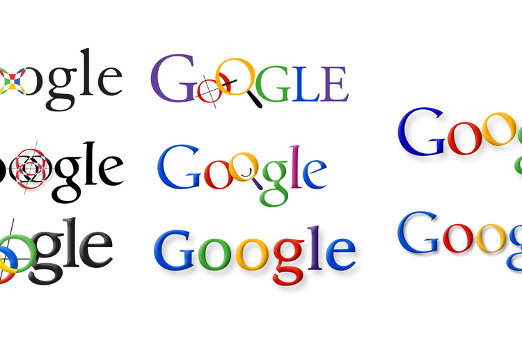 Delapan variasi logo Google yang dibuat oleh Ruth Kedar.