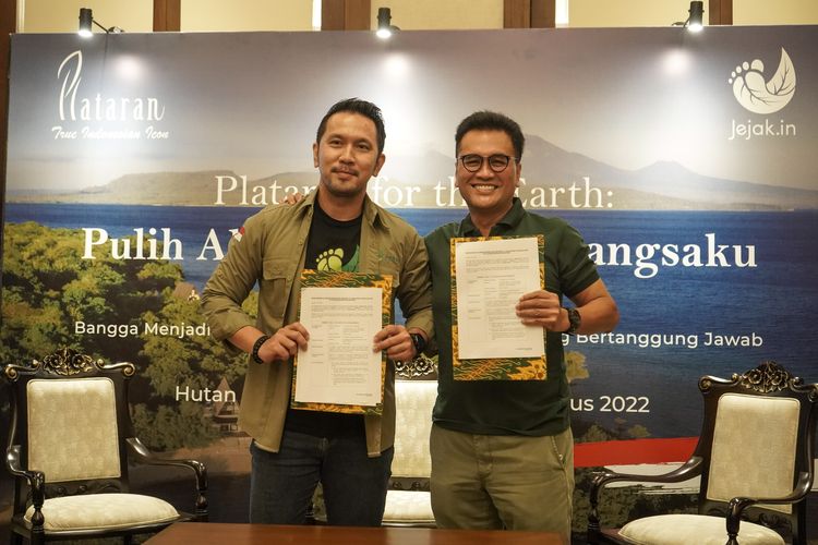 Penandatanganan kontrak kerja sama antara Plataran dengan Jejakin, Rabu (17/8/2022)