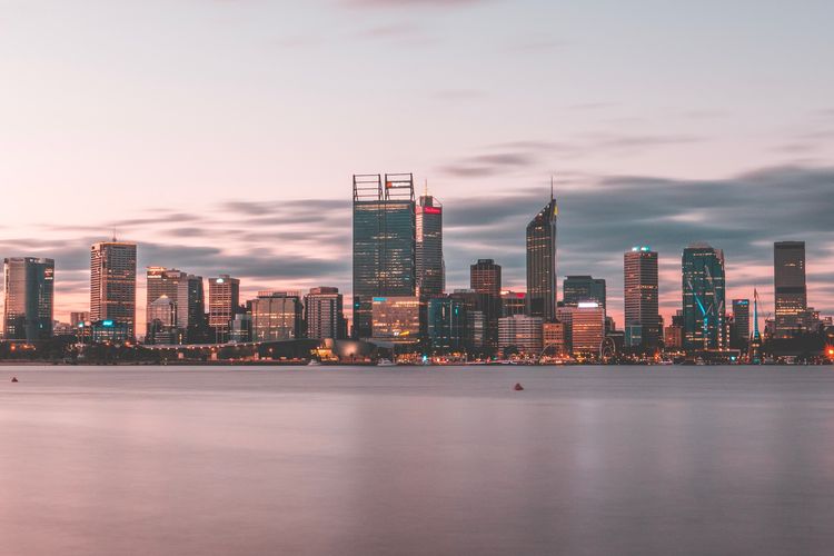 Ilustrasi Kota Perth di Australia, tepatnya negara bagian Australia Barat.