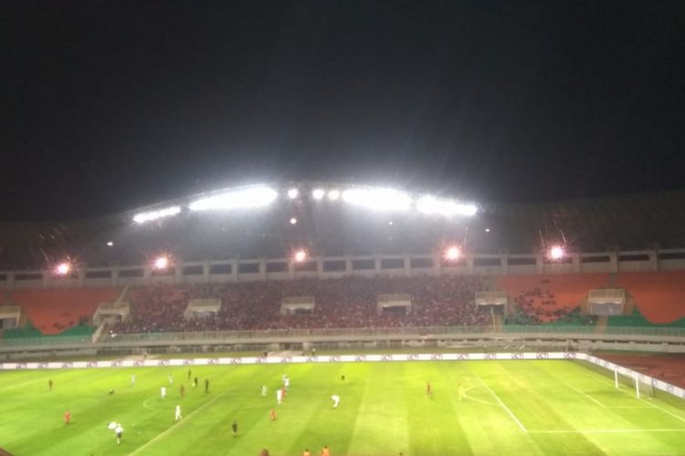 Stadion Pakansari menjadi tempat laga uji coba timnas U-23 Indonesia vs timnas U-23 Korea Selatan, 23 Juni 2018. 