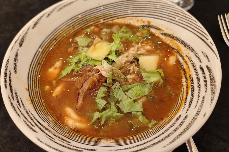 Penang Assam Laksa, a typical Malaysian culinary dish served at the Malaysia Gastronomy Truly Asia 2024 event at the Le Meridian Hotel, South Jakarta, Monday (25/11/2024). 