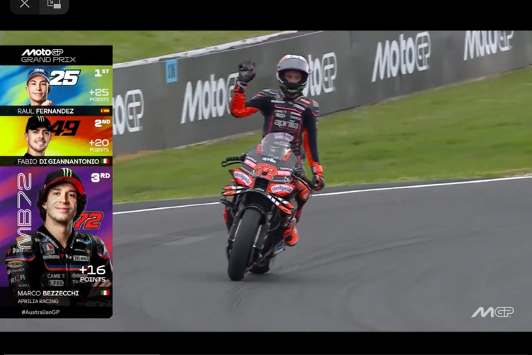Marco Bezzecchi berhasil merebut podium dan finis ketiga di MotoGP Australia
