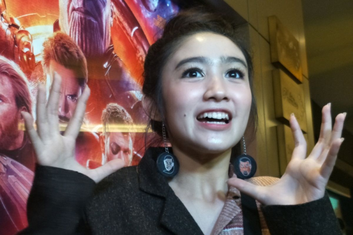 Febby Rastanty dalam wawancara di sela screening film Avengers: Infinity War di XXI Kota Kasablanka, Jakarta Selatan, Selasa (24/4/2018) malam.