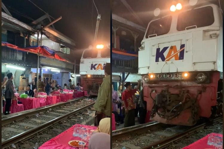 Viral, Video Kereta Melintas di Lokasi Pesta Pernikahan di Surabaya Halaman  all - Kompas.com