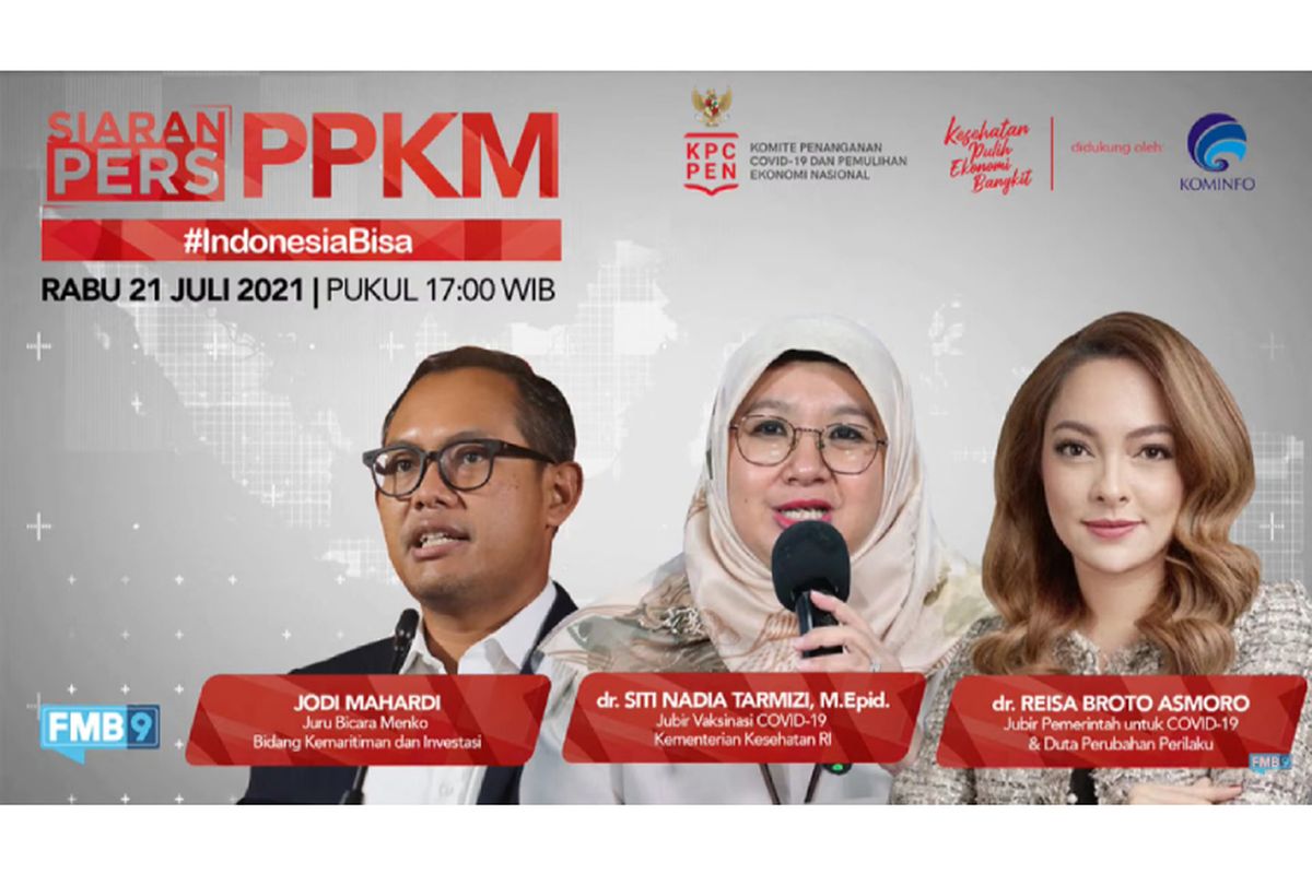 Tangkapan layaran konferensi pers PPKM #IndonesiaBisa 