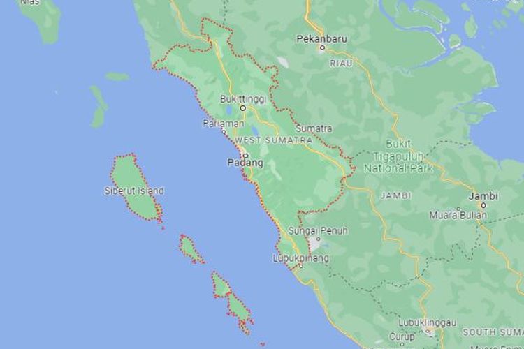 Peta Provinsi Sumatera Barat.