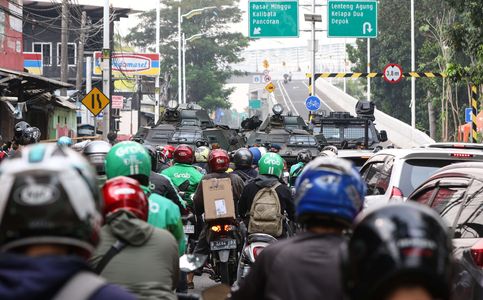 Emergency Covid-19 Restrictions Create Traffic Congestion in Indonesian Capital 