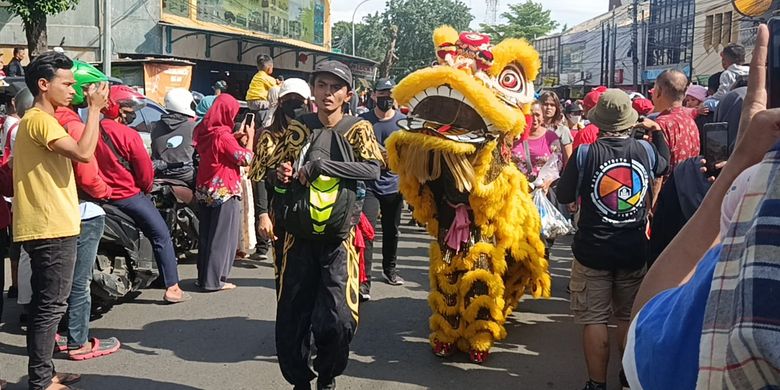 Members of a lion dance troupe participate in the Cap Go Meh Festival held in Bekasi city on Sunday, February 5, 2023.  