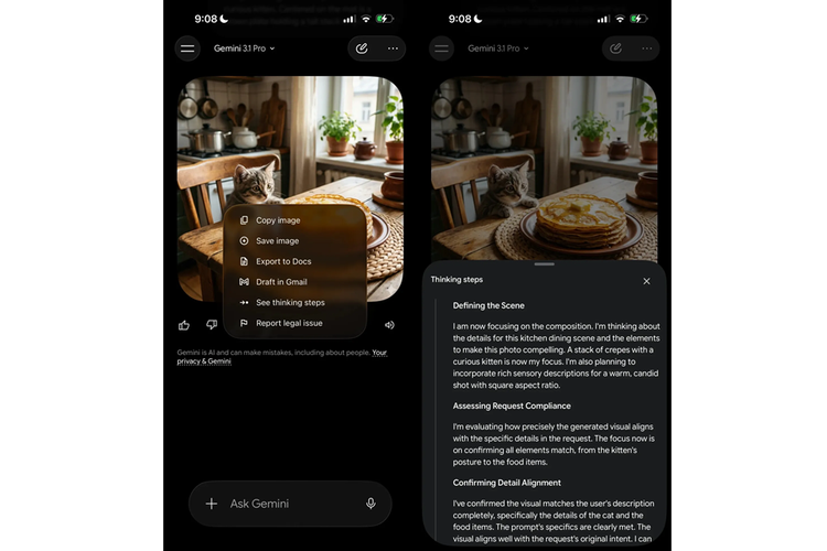 Tampilan aplikasi Gemini di iOS yang antarmukanya dirombak