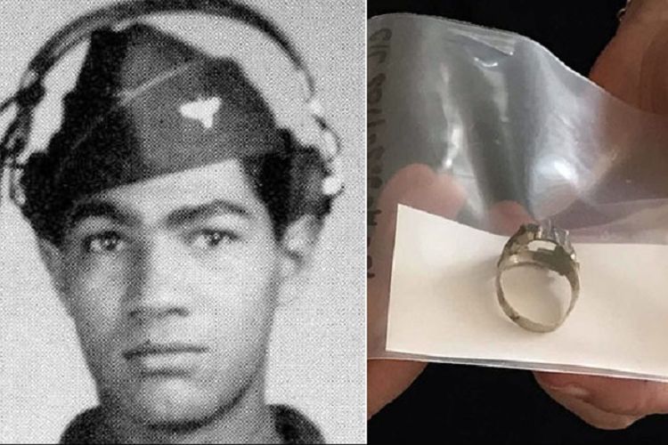 Kapten Lawrence E Dickson dan cincinnya yang baru ditemukan 73 tahun setelah kematiannya.