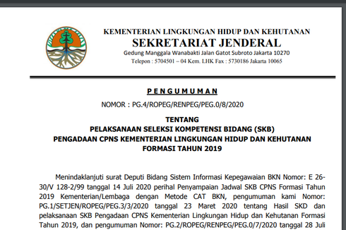 Jadwal SKB CPNS Kementerian LHK Diumumkan, Apa Saja Tesnya?