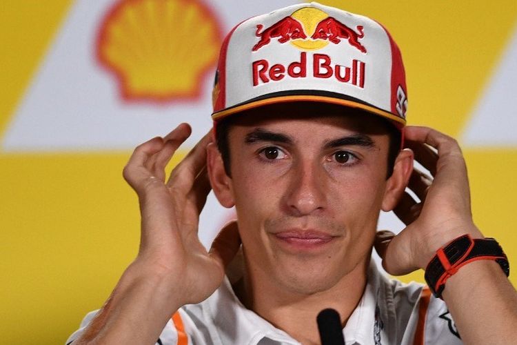 Pebalap Repsol Honda Team, Marc Marquez, menghadiri konferensi pers MotoGP Malaysia di Sirkuit Sepang, pada 31 Oktober 2019.