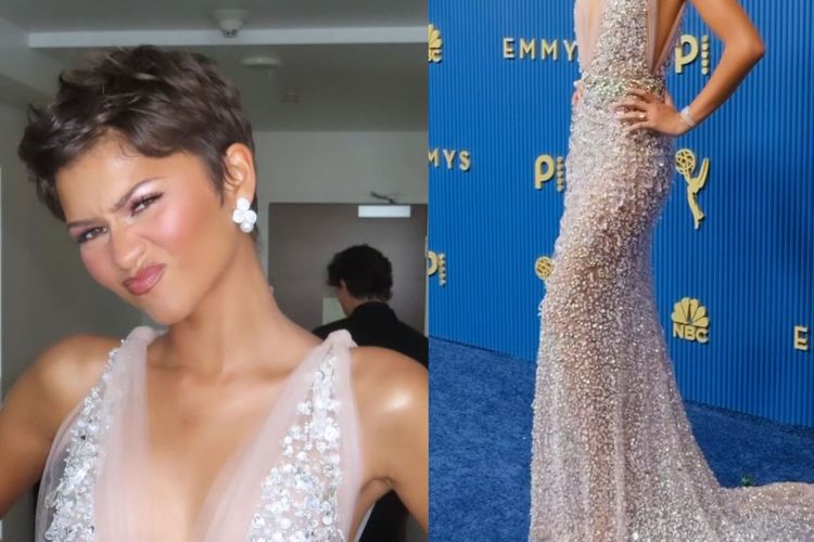Zendaya Tampil Menawan dengan Pixie Cut dan Gaun Kristal di Emmy 2026 
