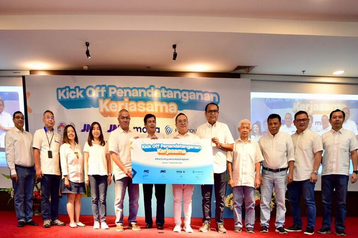 Kerja Sama Moxa, FIFGROUP JNE Express, dan JNEI di Jakarta, Senin (11/9/2023)