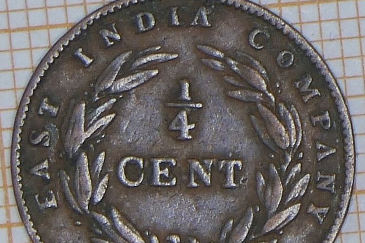 1/4 cent of East India Company in 1845