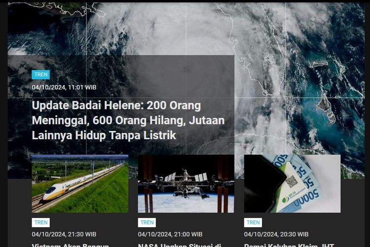 [POPULER TREN] Jumlah Korban Badai Helene di AS | Mana Lebih Baik Olahraga Jalan Kaki Berdasar Jumlah Langkah atau Durasi?
