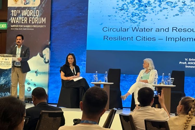 Sesi bertajuk Implementing Circular Water and Resources Management for Food Security and Resilient Cities di World Water Forum, Bali, Selasa (21/5/2024).