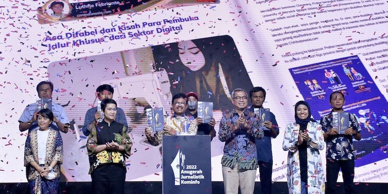 Acara puncak Anugerah Jurnalistik Kominfo (AJK) 2022 digelar di Hotel Indonesia Kempinski, Jakarta Pusat, Rabu (30/11/2022).