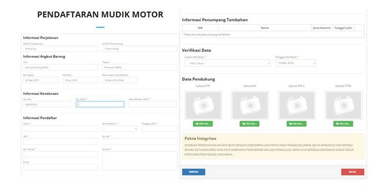 Pendaftaran program angkutan motor gratis 2019