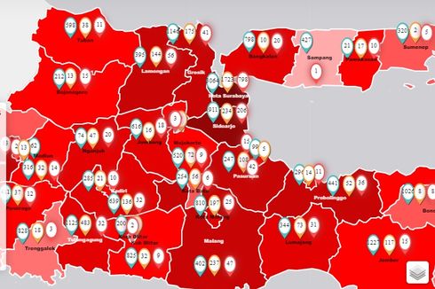 Seluruh Wilayah di Jatim Berstatus Zona Merah Covid-19