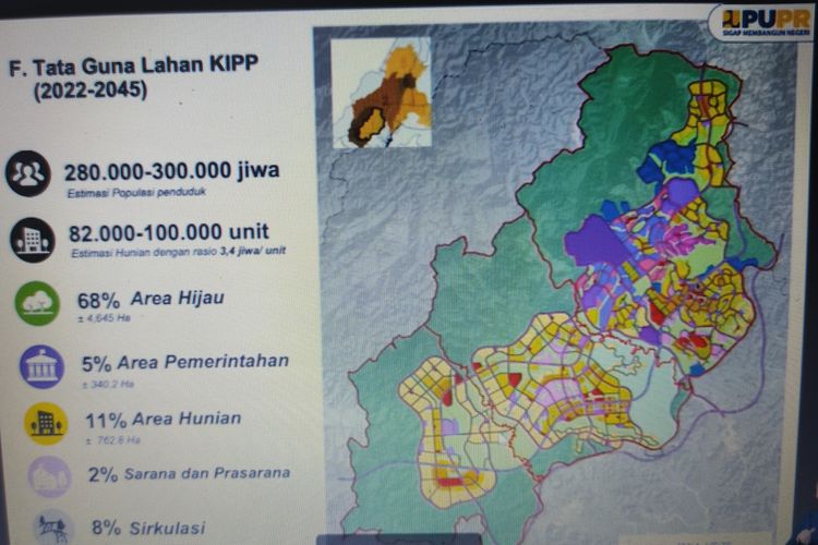 Tangkapan layar Tata Guna Lahan KIPP Ibu Kota Negara Nusantara. Informasi dari Kementerian Pekerjaan Umum dan Perumahan Rakyat (PUPR), Selasa (2/2/2022).
