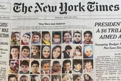 New York Times Pajang Foto Anak Korban Konflik Gaza di Halaman Utama