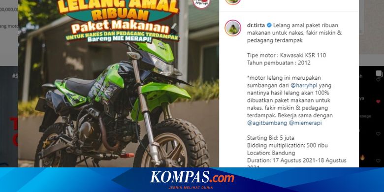Dr Tirta Lelang Kawasaki KSR 110 untuk Amal, Terjual Rp 120 Juta - Vimarsana News
