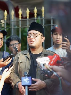 Koordinator Juru Bicara Badan Pemenangan Nasional pasangan Prabowo Subianto-Sandiaga Uno (BPN) Dahnil Anzar Simanjuntak saat ditemui di kediaman Prabowo, Jalan Kertanegara, Jakarta Selatan, Kamis (23/5/2019).