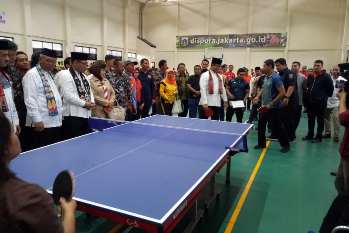 Peresmian secara serentak tujuh fasilitas olahraga di GOR Matraman, Jakarta Timur, Jumat (15/2/2019).