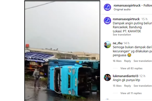 Video Viral, Deretan Truk Terguling karena Angin Puting Beliung