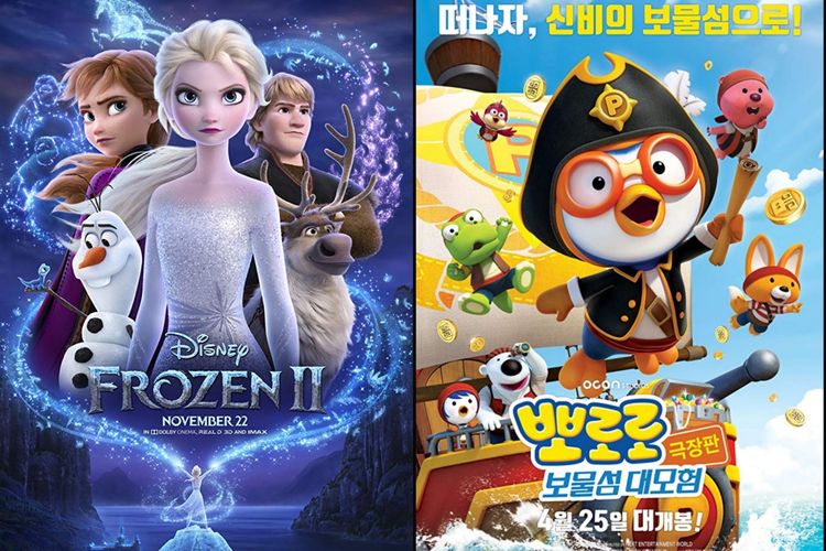 Poster film Frozen II dan Pororo 5.