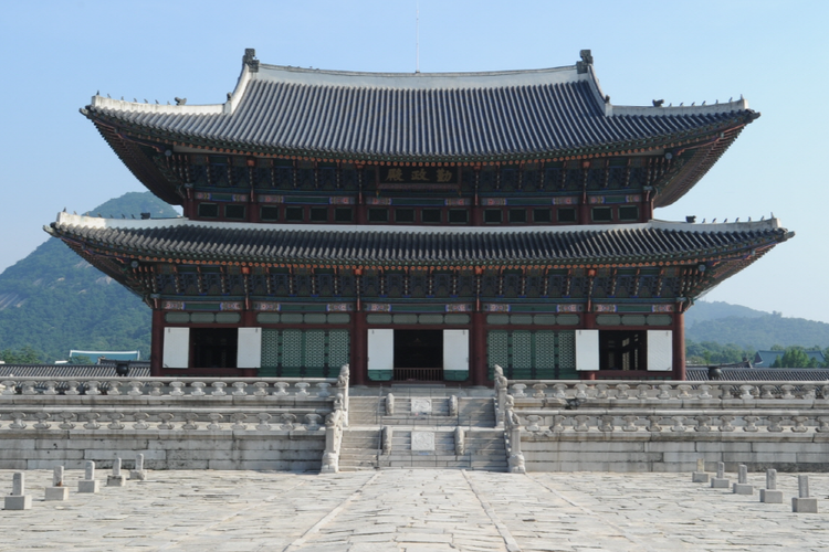 Istana Gyeonbokgung yang merupakan istana Dinasti Joseon di Seoul, Korea Selatan.