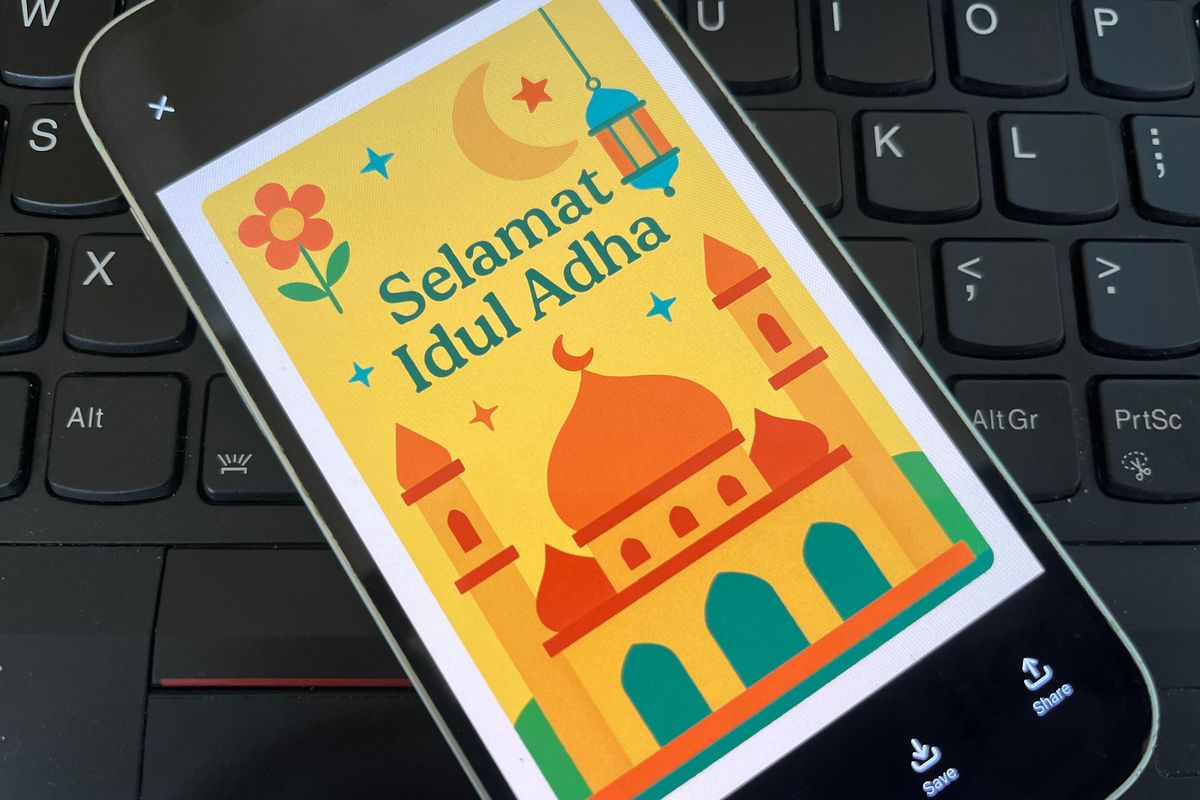 Cara membuat gambar ucapan Idul Adha 2025.