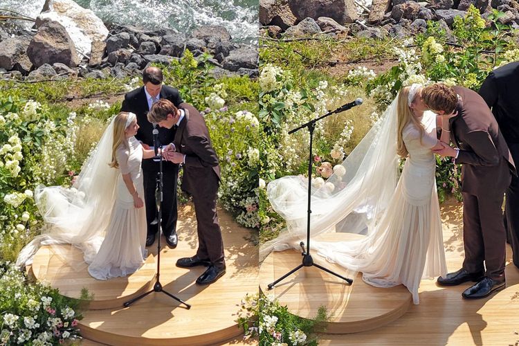 Gaun Pengantin Emma Roberts Terinspirasi Gaya Boneka Antik