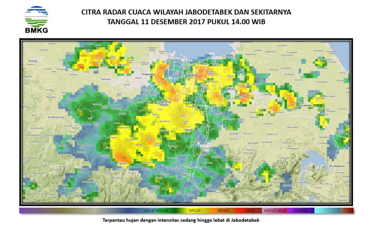 Peta pantauan cuaca Jabodetabek