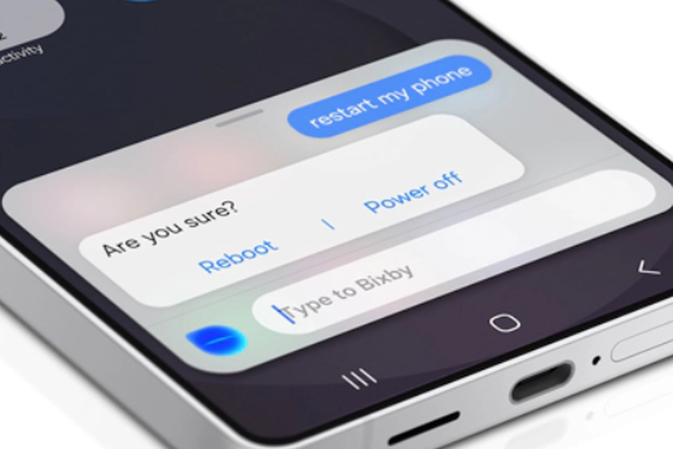 Ilustrasi cara restart HP Samsung tanpa tombol power menggunakan Bixby.