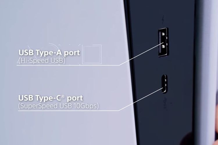 Ilustrasi port bagian depan PS5