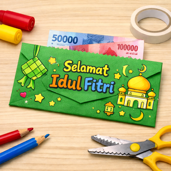 3 Ide Amplop Lebaran yang Mudah Dibuat di Rumah: Amplop Lebaran Model Panjang.