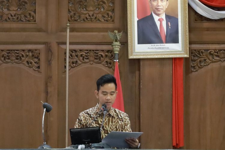 Wali Kota Solo Gibran Rakabuming Raka saat Rapat Paripurna DPRD Solo pada Senin (25/3/2024).